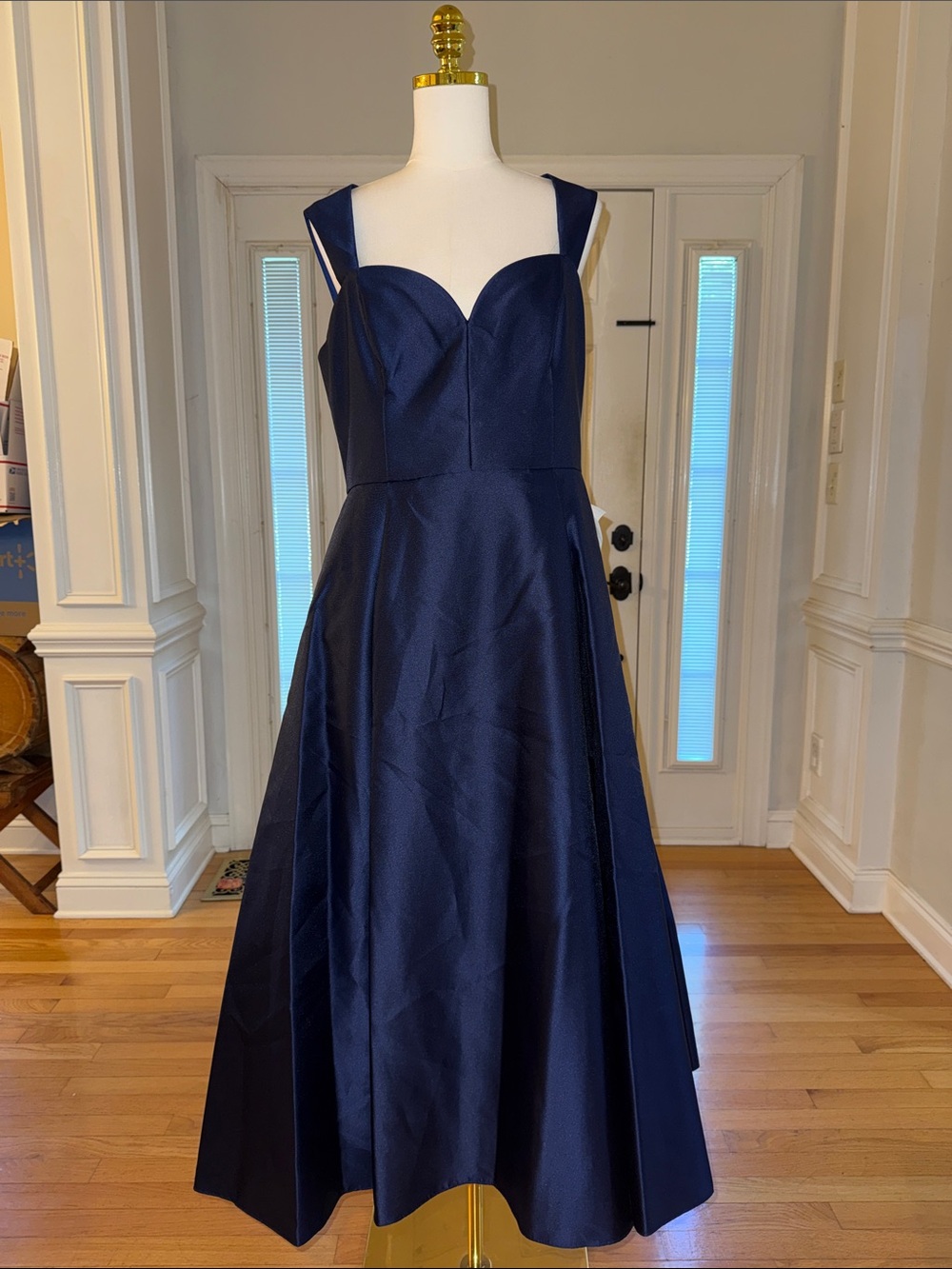 Adrianna Papell Navy Sweetheart Strap Maxi Dress